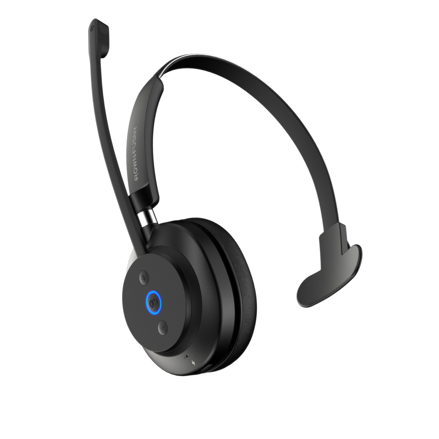 Rownfusny R03U Wireless Headset: Mono Bluetooth 5.3 & USB Dongle, Noise Cancelling Mic for PC/Phone/Office