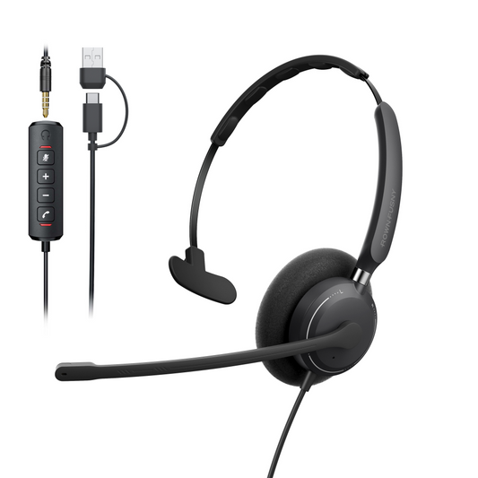 Rownfusny R06S USB-C Headset Noise Reduction Call Button for Teams IP Phones