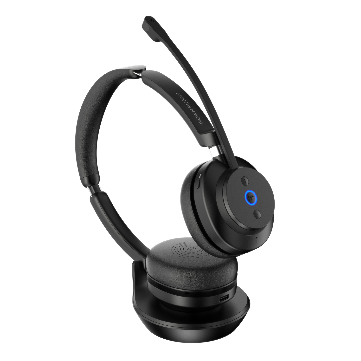Rownfusny R02-W Wireless Headset: Bluetooth & 2.4G USB, Noise-Cancelling Mic for PC/Laptop/Calls