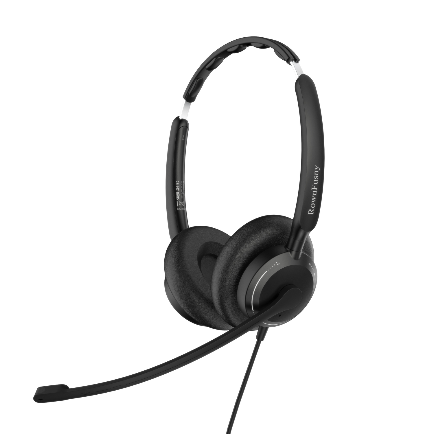 Rownfusny R06 USB Headset: Wired PC Headphone w/Noise Cancelling Mic, Teams & IP Phone Ready